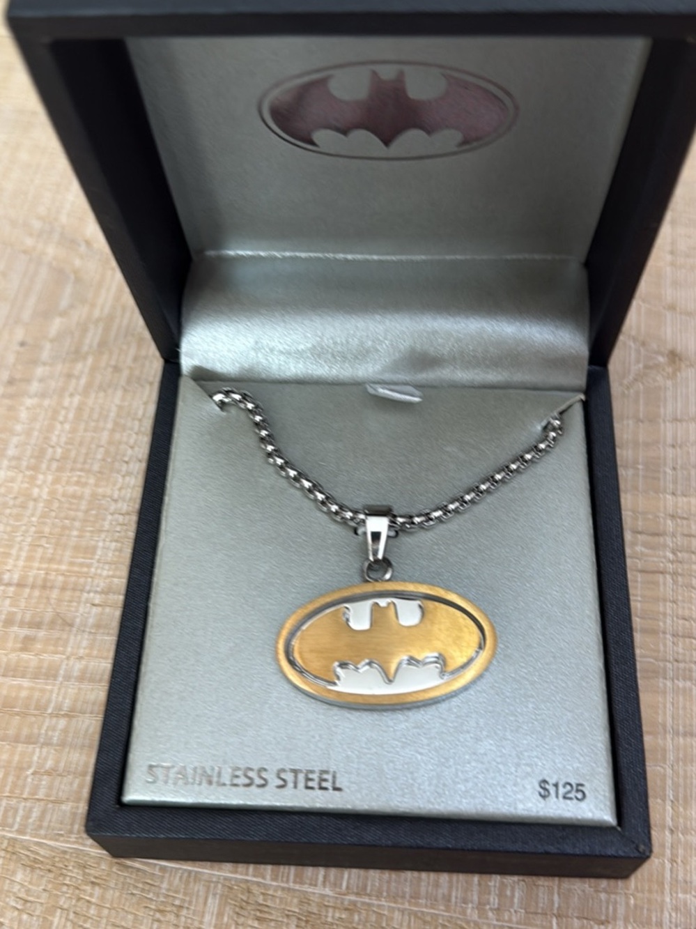 Batman Two-Tone Gold and Silver Bat Pendant Necklace